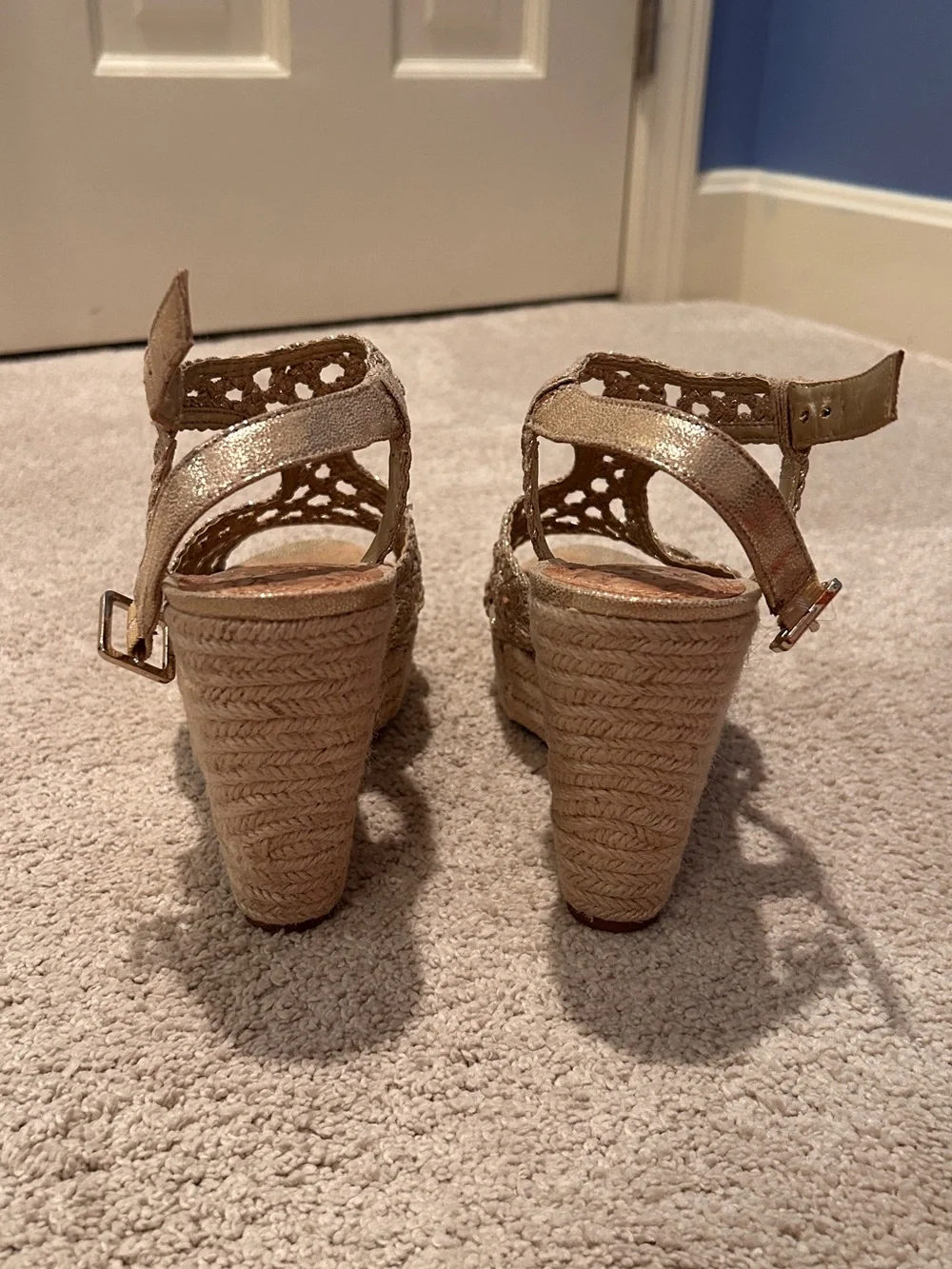 Gianni Bini Gold Braided Espadrille Wedge Sandals